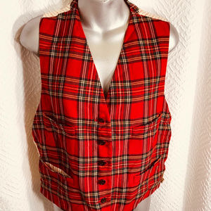 Banana Republic Red Plaid Vest
